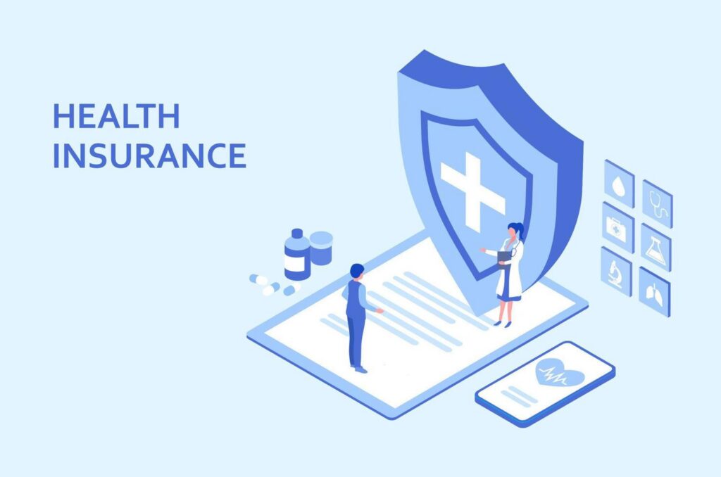 health insurance concept man make health insurance to protect from life and health accident health and life insurance policy healthcare concept vector